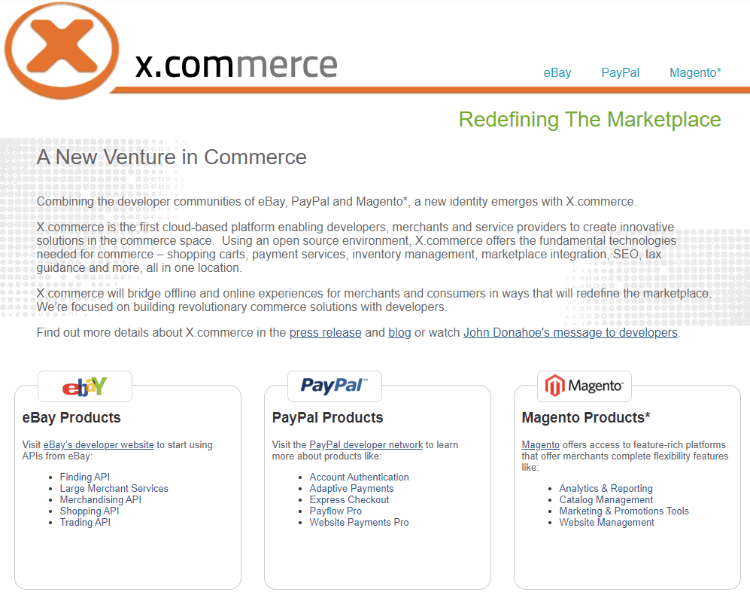 Screenshot of X.commerce