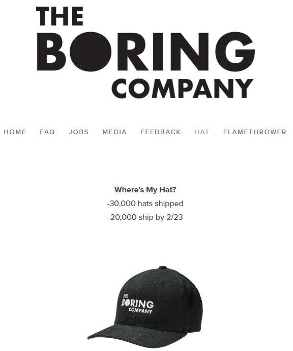 Image showing the page for The Boring Company