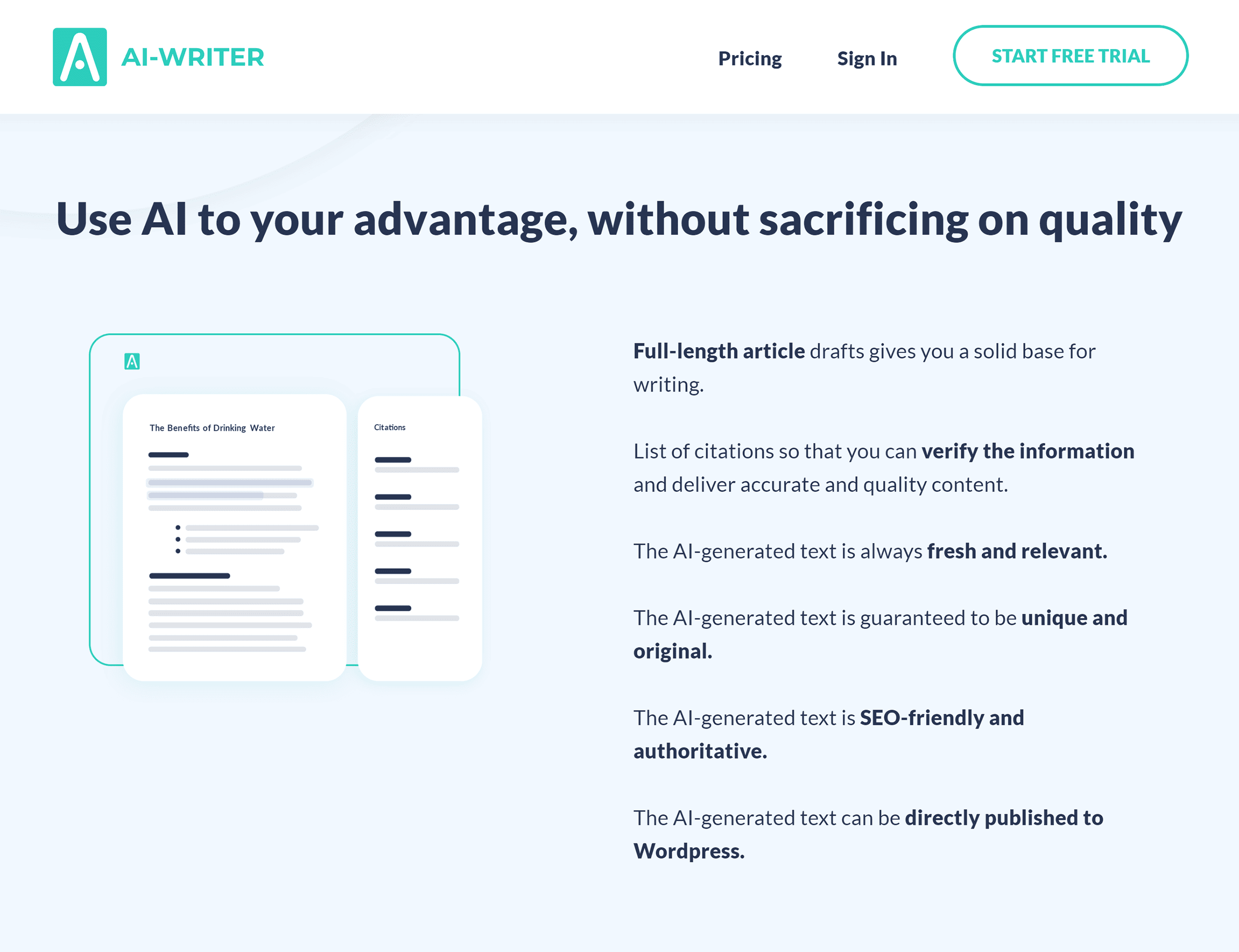 AI Writer – Homepage