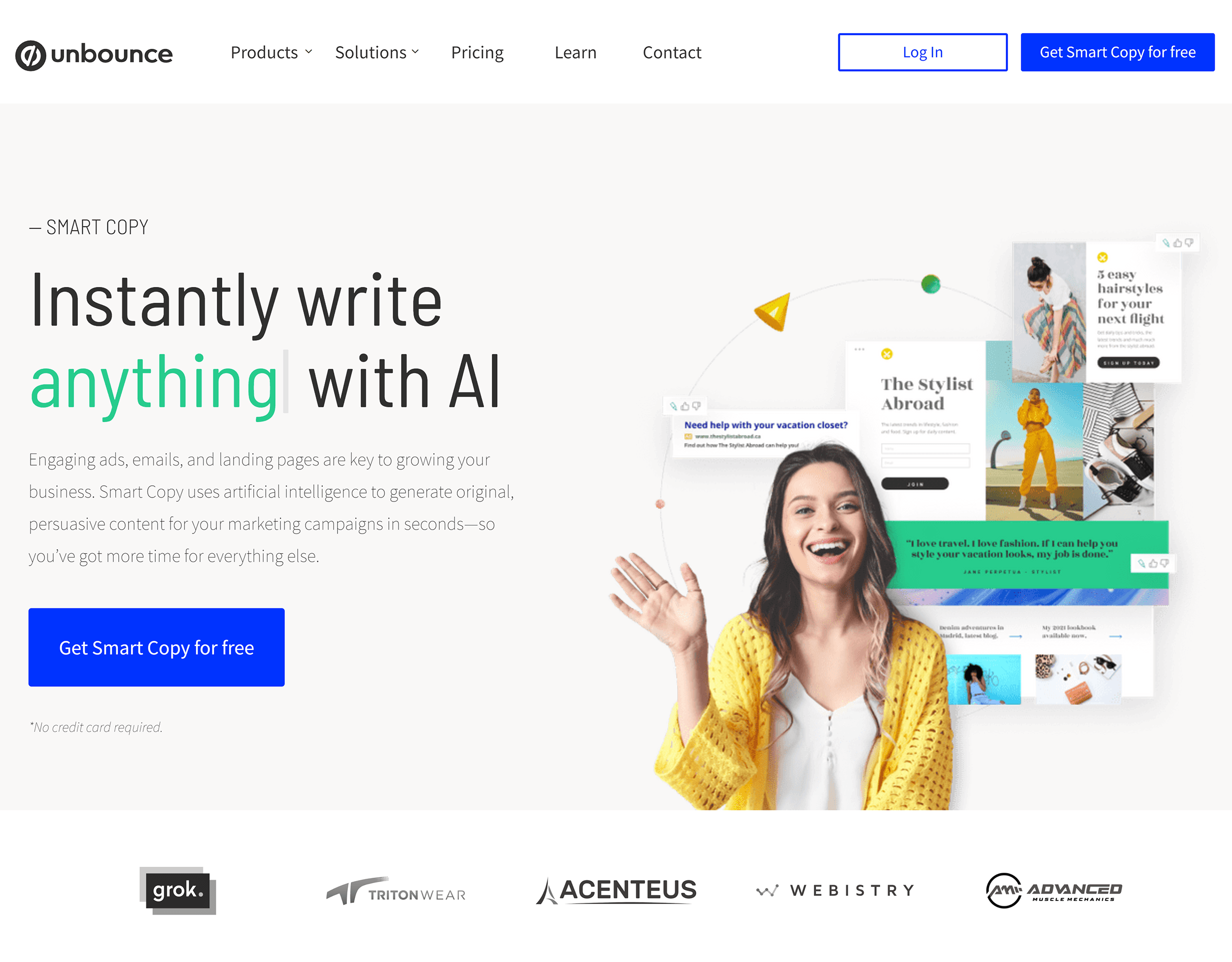 Unbounce – Smart Copy – Homepage