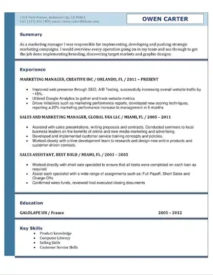 blue resume template for microsoft word