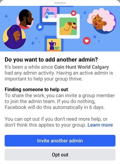 Meta group admin notification